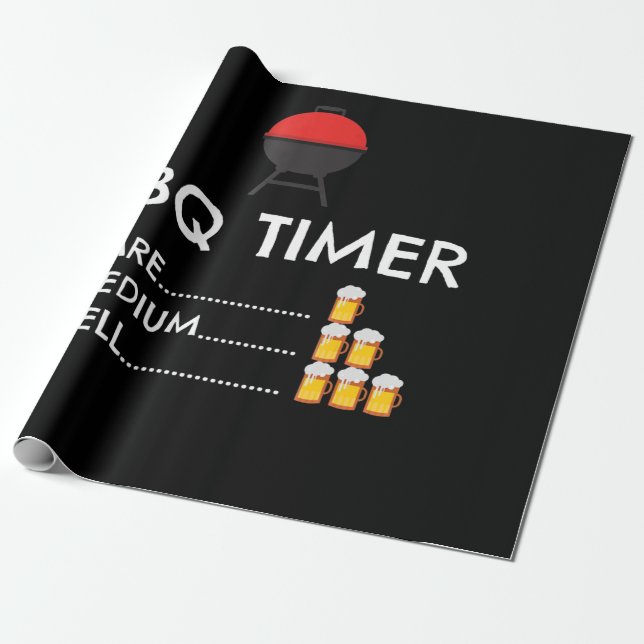 BBQ |BBQ Timer Barbecue Funny Grill Grilling Gift Wrapping Paper (Unrolled)