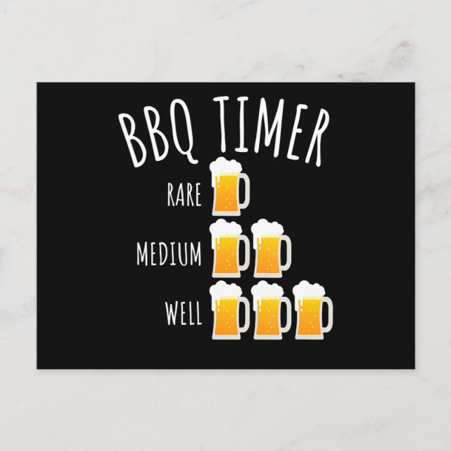 BBQ | BBQ Timer Beer Drinking Funny Grilling Holiday Postcard (Front)