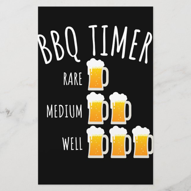 BBQ | BBQ Timer Beer Drinking Funny Grilling Stationery (Front)