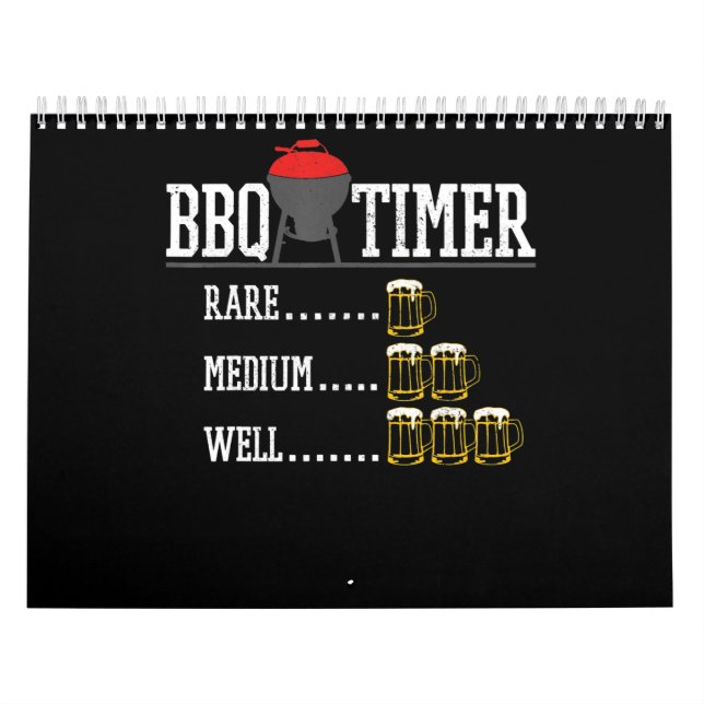 BBQ | BBQ Timer Funny Beer Steak Grilling Grill Calendar (Cover)