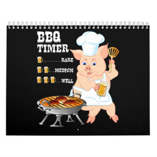 BBQ BBQ Timer Pig Grill Barbecue Beer Lover Men Calendar