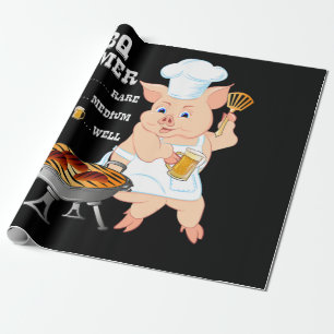 BBQ BBQ Timer Pig Grill Barbecue Beer Lover Men Wrapping Paper