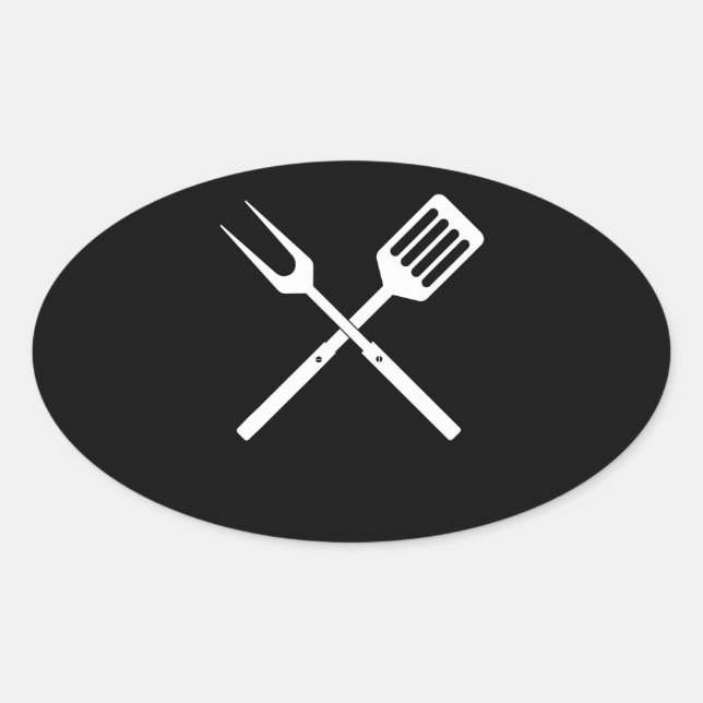 BBQ | BBQ Utensils novelty BBQ Grill Tools Oval Sticker (Front)