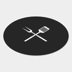 BBQ   BBQ Utensils novelty BBQ Grill Tools Oval Sticker