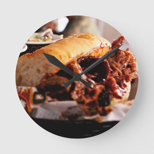 BBQ Beef Brisket Sandwich Round Clock (Front)