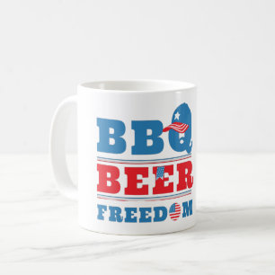 BBQ BEER FREEDOM - 4TH JULY USA COFFEE MUG