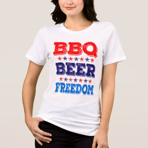 Bbq Beer Freedom America Usa Party 4th Of July Sum Tri-Blend Shirt