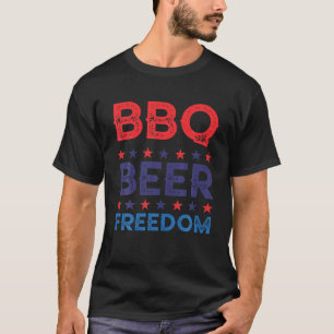 BBQ Beer Freedom Funny America USA Party 4th of Ju T-Shirt