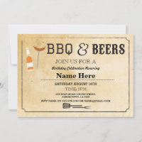 BBQ & BEERS Birthday Party Any Age Beer Invite