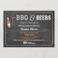 BBQ & BEERS Birthday Party Any Age Chalk Invite