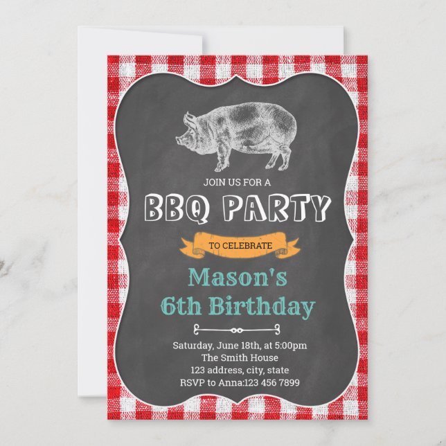 BBQ birthday baby shower party invitation (Front)
