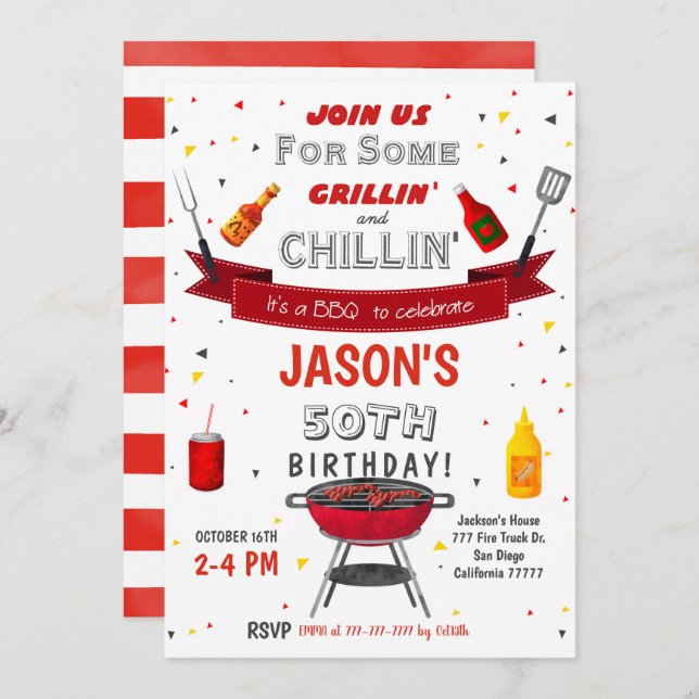 BBQ Birthday Invitation (Front/Back)