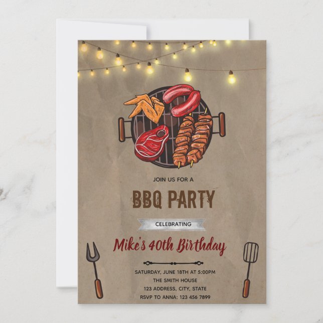 Bbq birthday invitation (Front)