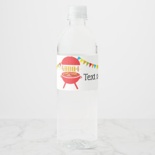 bbq birthday party, barbecue, bbq grill, water bottle label
