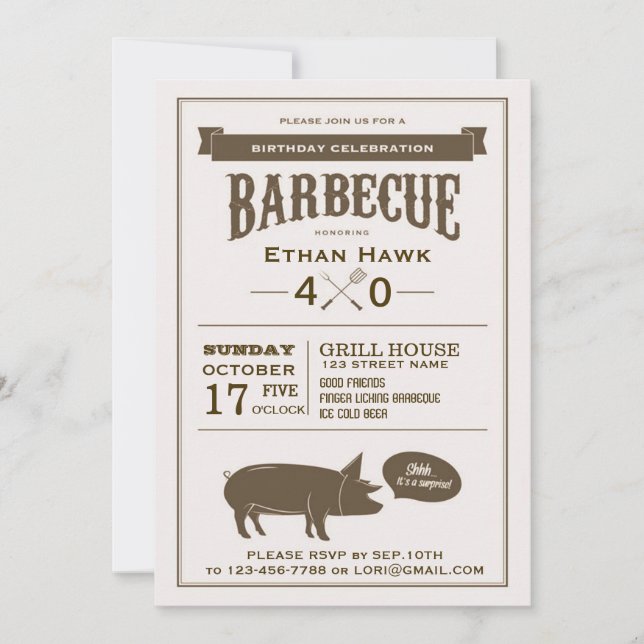BBQ Birthday Party Invitation (Front)