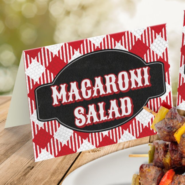 BBQ Birthday Party Tented/Folded Food Label & Place Card (Creator Uploaded)