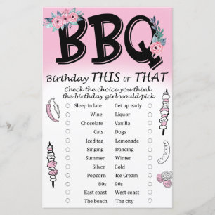BBQ Birthday this or that game