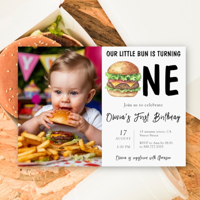 BBQ Burger First Birthday Party Invitation (Creator Uploaded)