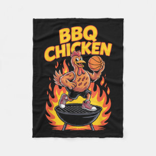 BBQ Chicken Funny Basketball Grill Design 1 Fleece Blanket