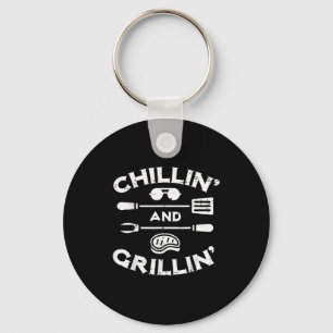 Bbq Chillin And Grillin Barbecue T Men Women Kids Key Ring