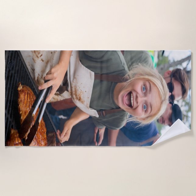 BBQ Cook Off Photo Customize Beach Towel (Front)