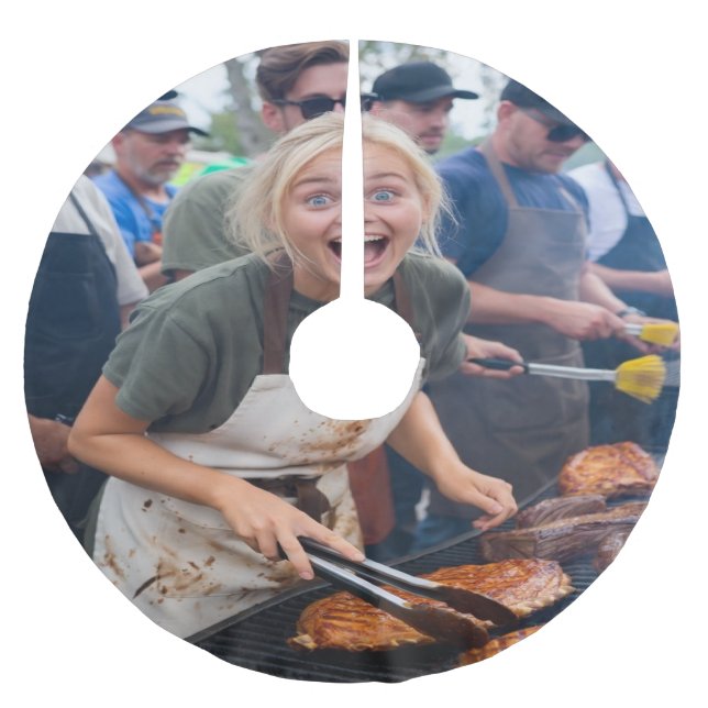 BBQ Cook Off Photo Customize Brushed Polyester Tree Skirt (Front)