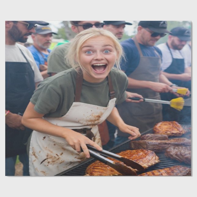 BBQ Cook Off Photo Customize Wrapping Paper (Flat)