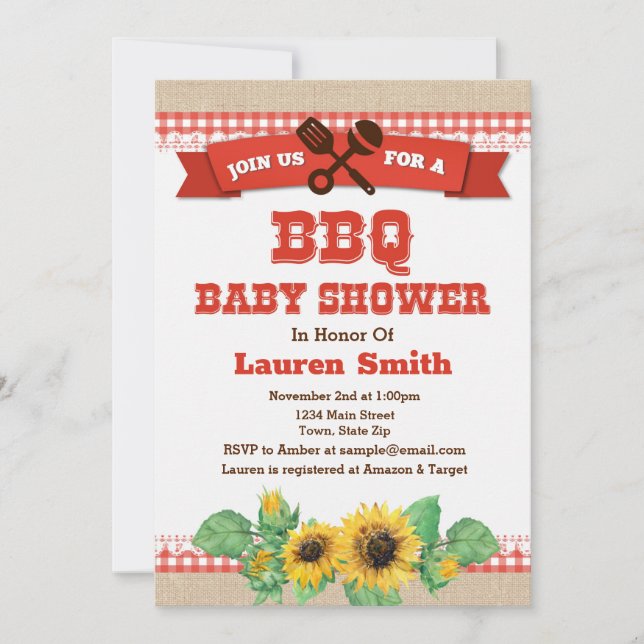 BBQ Cookout Baby Shower Invitation Card (Front)