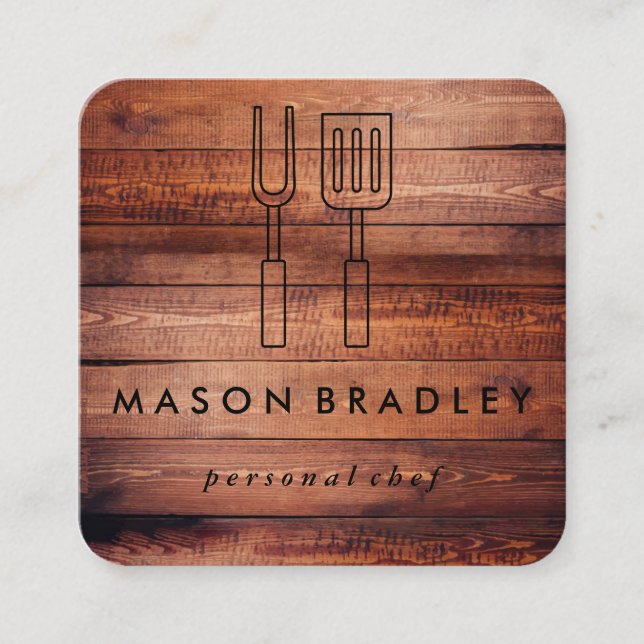 BBQ Cookware | Grill Master Square Business Card (Front)