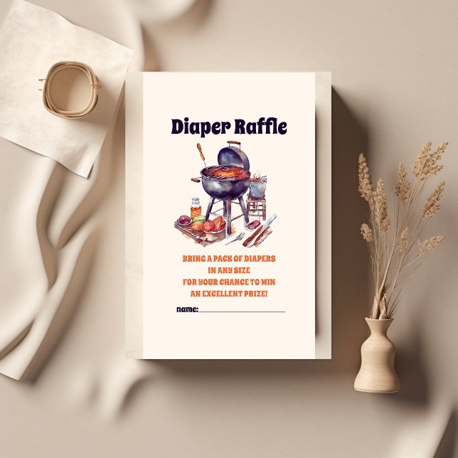 BBQ Couples Baby Shower BabyQ diaper raffle Enclosure Card (Creator Uploaded)