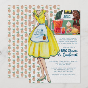 BBQ Couples Wedding Shower Vintage Couple Invitation