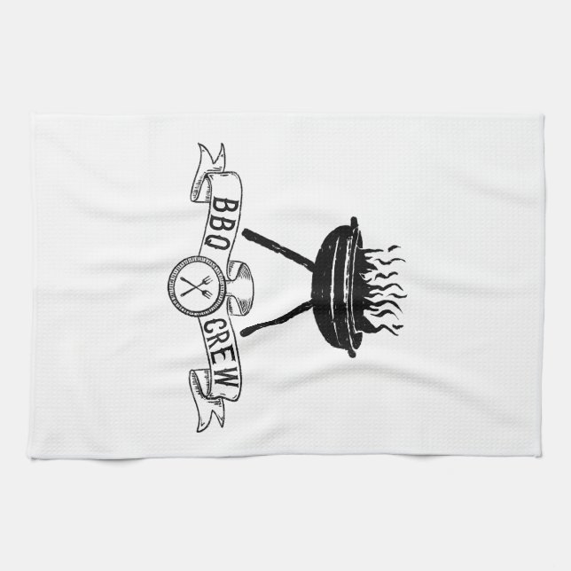 BBQ Crew rustic vintage Tea Towel (Horizontal)