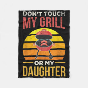 Bbq Dad Grilling Vintage Funny Cooking Meat Grill  Fleece Blanket