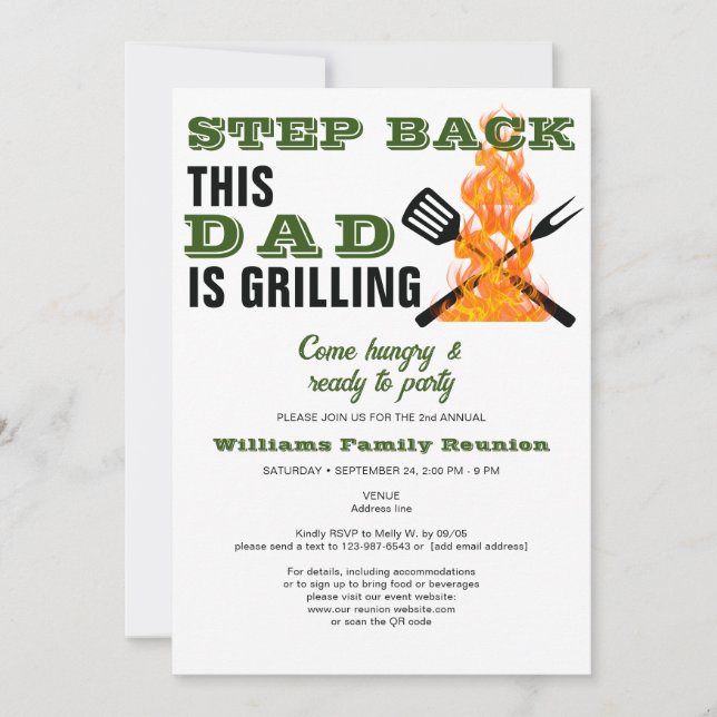 BBQ Dad is Grilling Funny Annual Family Reunion Invitation (Front)