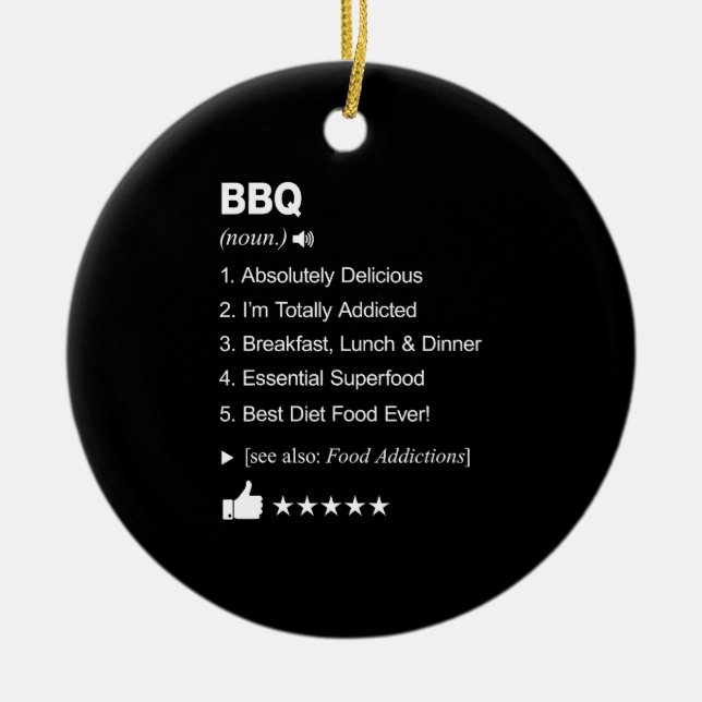 BBQ Definition Meaning Funny Ceramic Tree Decoration (Front)