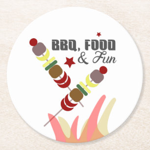BBQ Father's Day Dad Grandpa Cookout    Round Paper Coaster