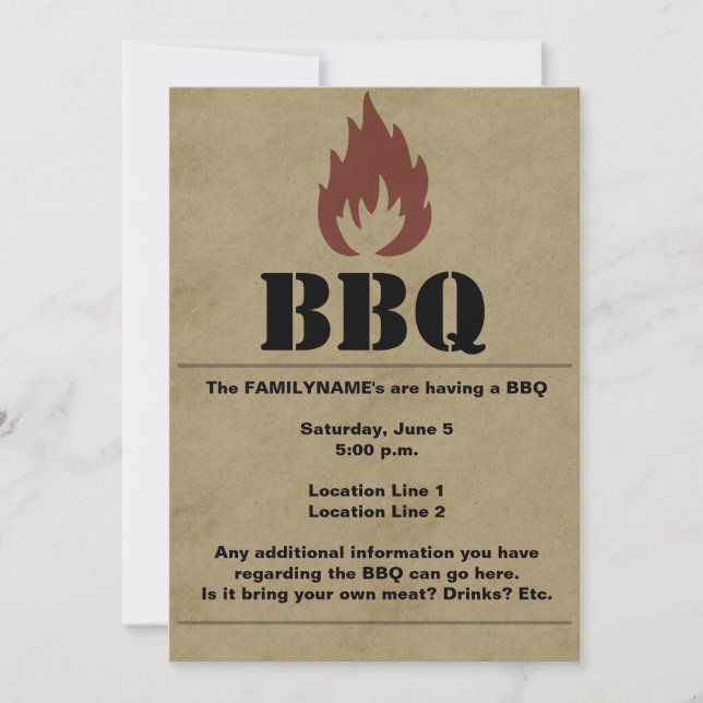 BBQ Flame Invitation (Front)