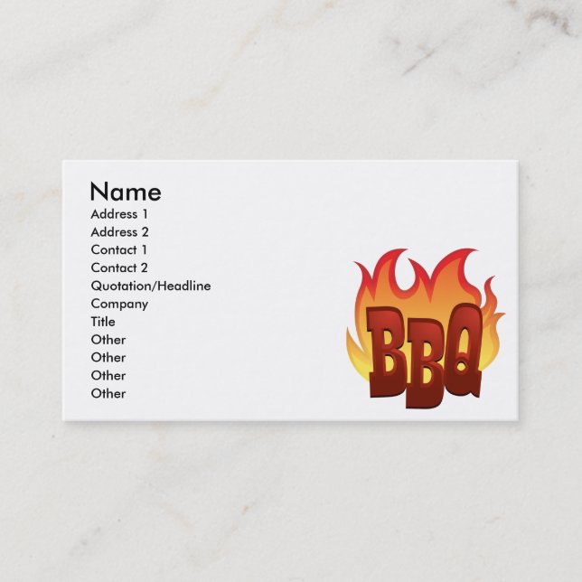 bbq flame text design business card (Front)