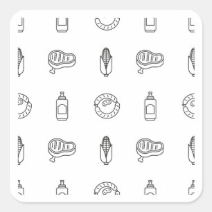 BBQ Food Icon Pattern Black Design Sticker