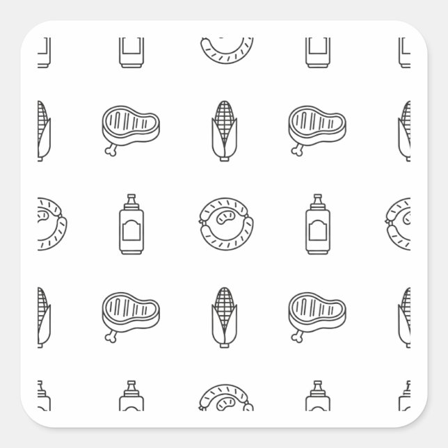 BBQ Food Icon Pattern Black Design Sticker (Front)