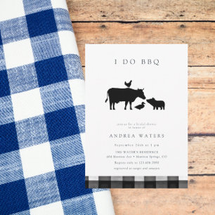BBQ   Gingham Black   Rustic Bridal Shower Invitation