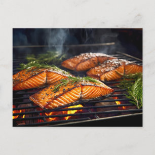 BBQ Glazed Salmon fish Postcard