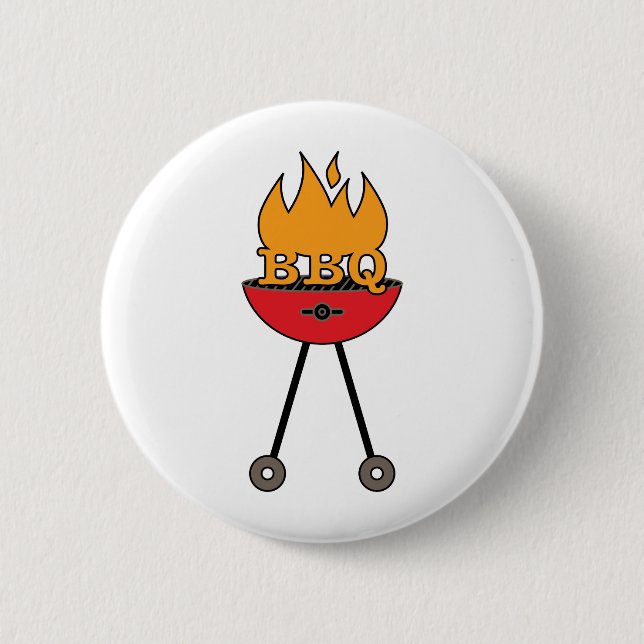 BBQ Grill 6 Cm Round Badge (Front)
