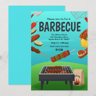BBQ Grill Cookout Summer Party Invitation