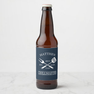 BBQ Grill Master Personalised Best Dad Father's Beer Bottle Label