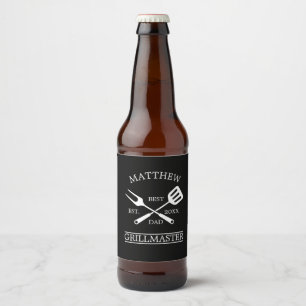  BBQ Grill Master Personalised Best Dad Father's   Beer Bottle Label