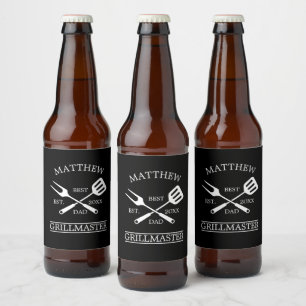 BBQ Grill Master Personalised Best Dad Father's Beer Bottle Label