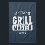 BBQ Grill Master Personalised Best Dad Father's   Tea Towel<br><div class="desc">Funny BBQ Grill Master Personalised Barbecue Best</div>