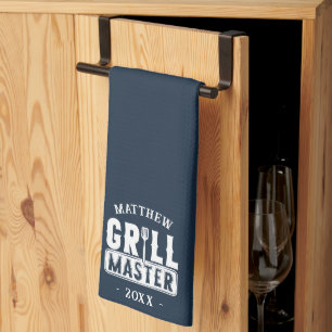  BBQ Grill Master Personalized Best Dad Father's   Tea Towel
