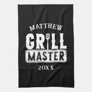 BBQ Grill Master Personalized Best Dad Father's   Tea Towel